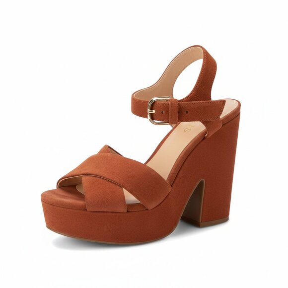kate spade Shoes - Kate Spade Suede Platform Block Heel Sandals • 6.5 • Rust Cognac • Ankle Strap